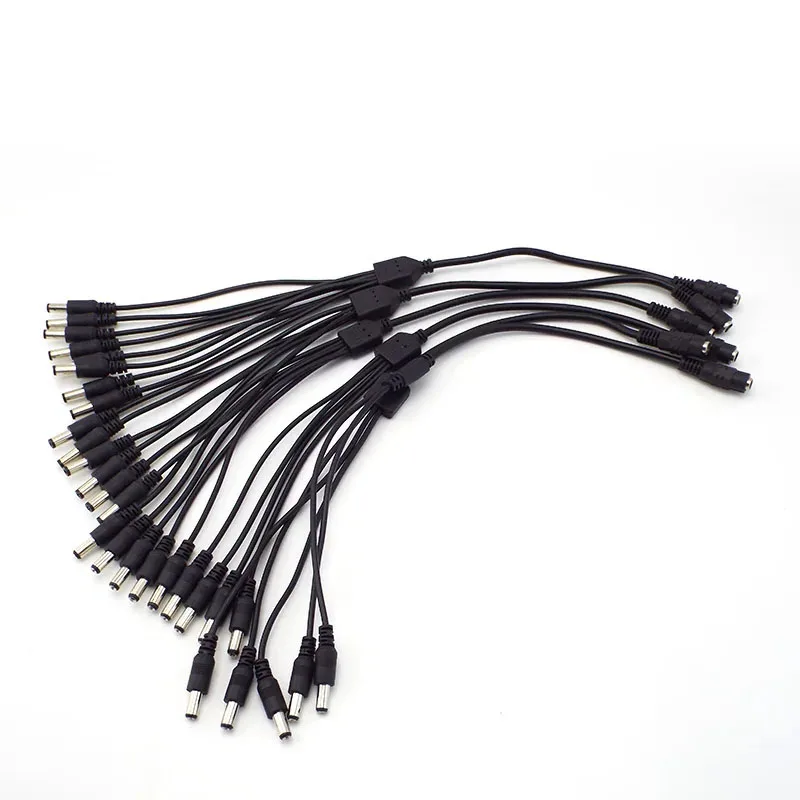 12V DC Power Supply Cable Kit for CCTV Security Camera Router LED Strip - Centralized Multi-Port Adapter with Extension Cord