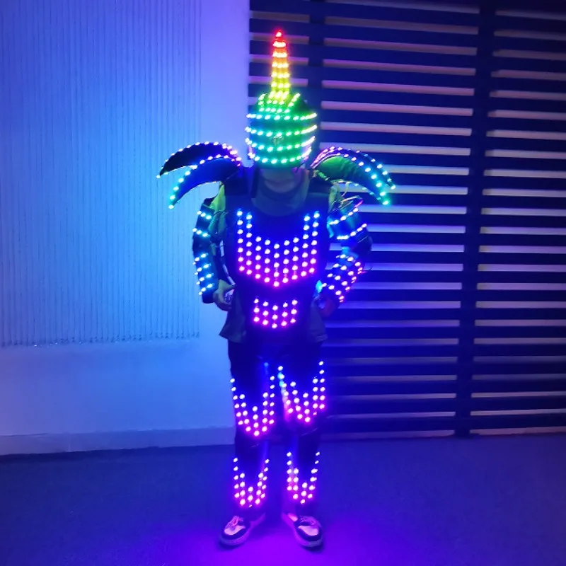 

KTV LED Nightclub Bar Stage Costume Robot Cosplay Rave Outfit Luminous Light Up Clothing Circus Show Performance Wear Adult