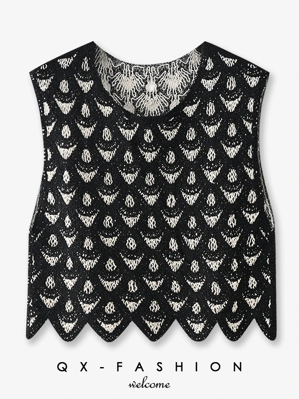 Ele Unique Fi Tail scava fuori gilet di cotone lavorato a maglia donna estate rotonda Ne Svel Top Cover up puro cotone irt