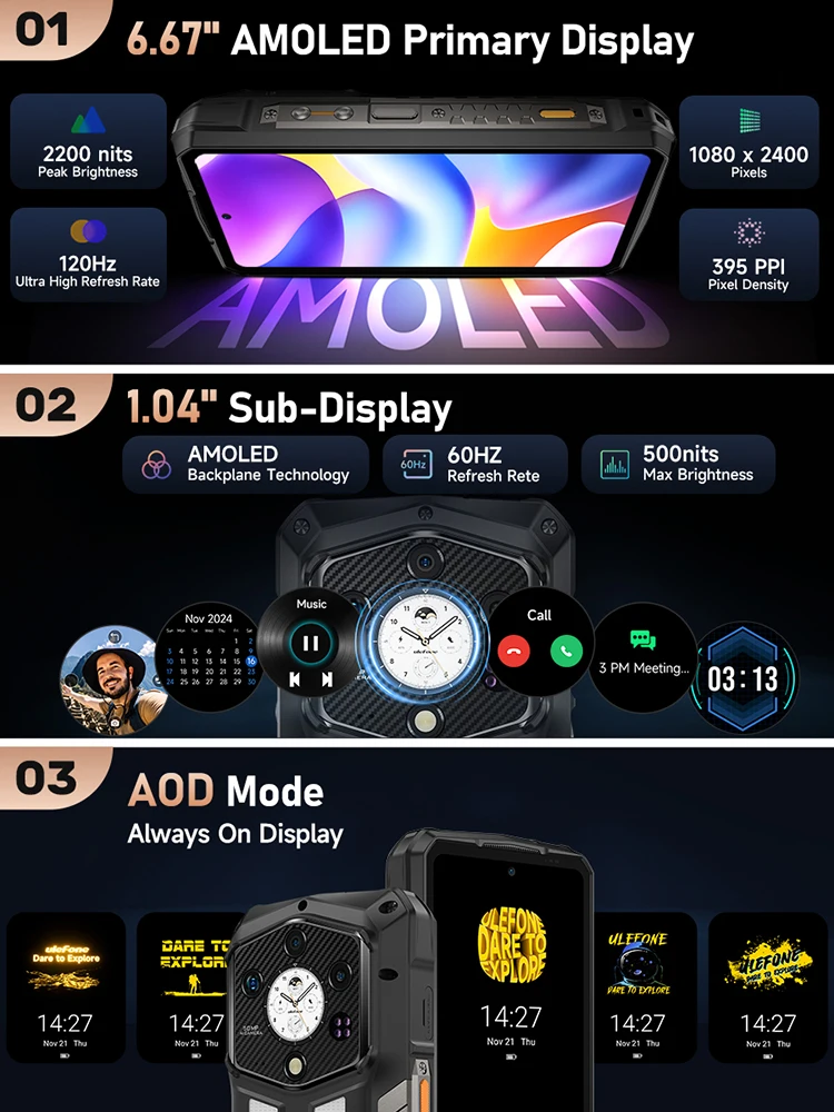 【Ships from US】 Ulefone Armor 29 Pro 5G AI Rugged Phone 21200mAh 120W 64MP Night Vision 6.67" 120Hz 512GB ROM Mobile