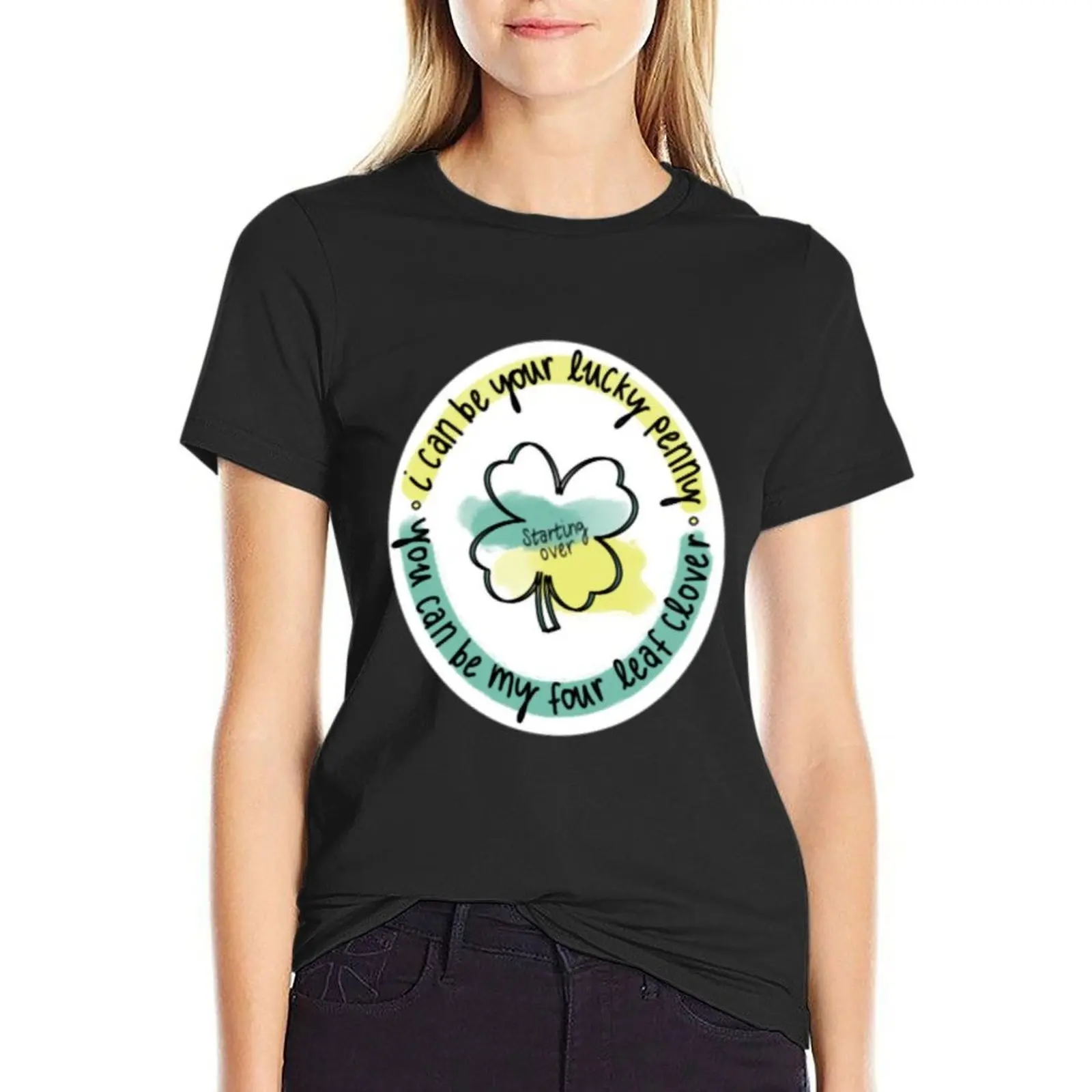 

Starting Over Lyrics T-Shirt vintage korean fashion customs cute clothes Women's clothing