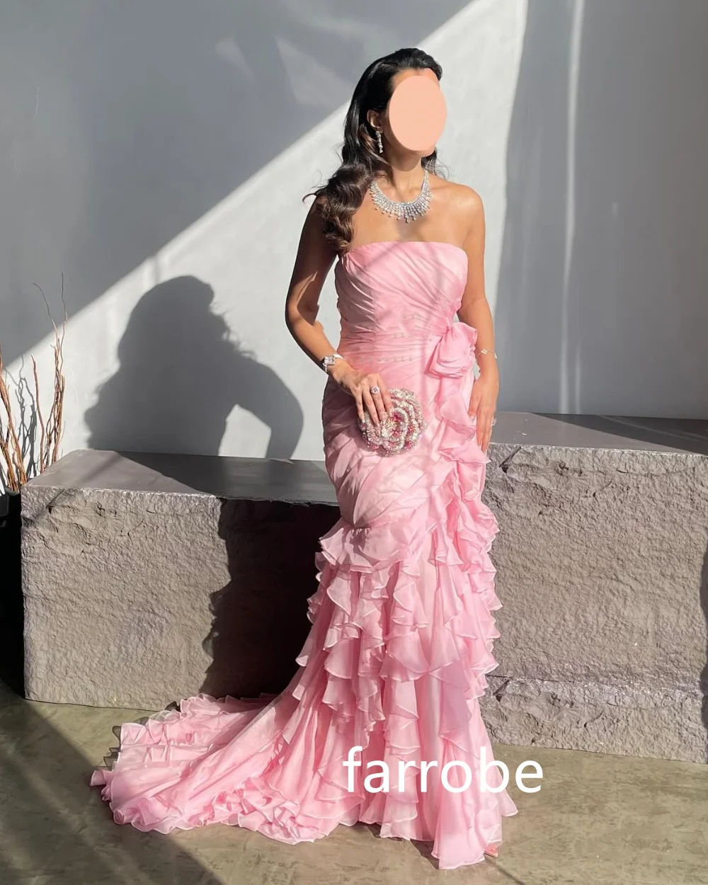 Customized Sexy Organza Pleat Trumpet Strapless Long Dresses Evening Dresses Classic Exquisite Modern Style Pastrol Unisex Forma