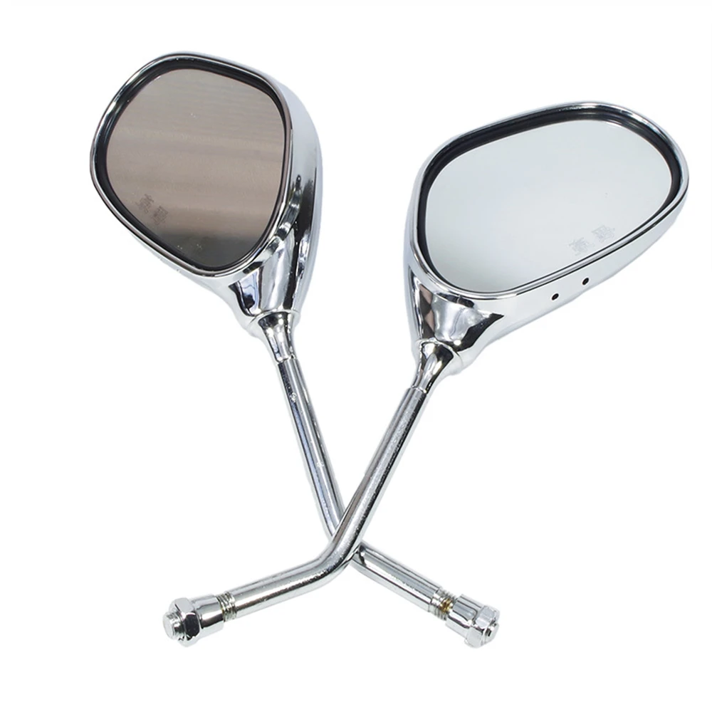 Chromed 10mm Motorcycle Side Mirrors for Yamaha Honda Suzuki Kymco KTM Piaggio Right Turn Thread Modified Rear View Back Mirrors