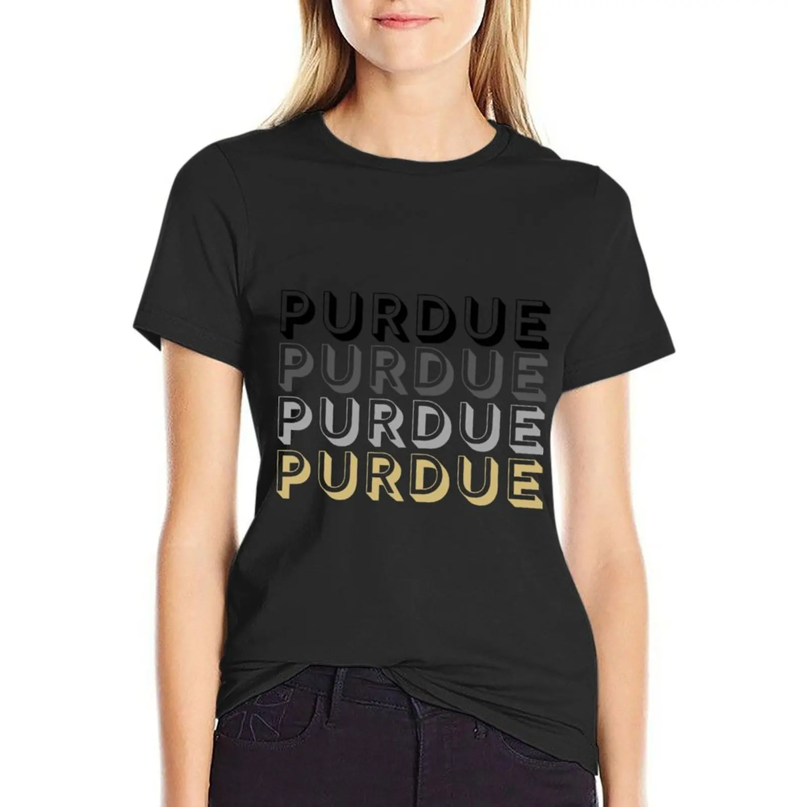 

Purdue University Block Letters Classic T-Shirt lady clothes Short sleeve tee woman t shirt