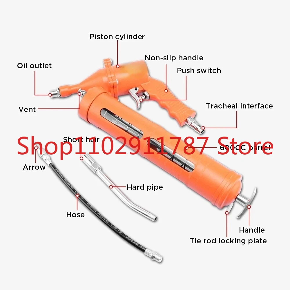 1Set 500cc Air-Operated Grease for Gun Heavy Steel Tool Hand Tools Pneumatic Compressor Pump