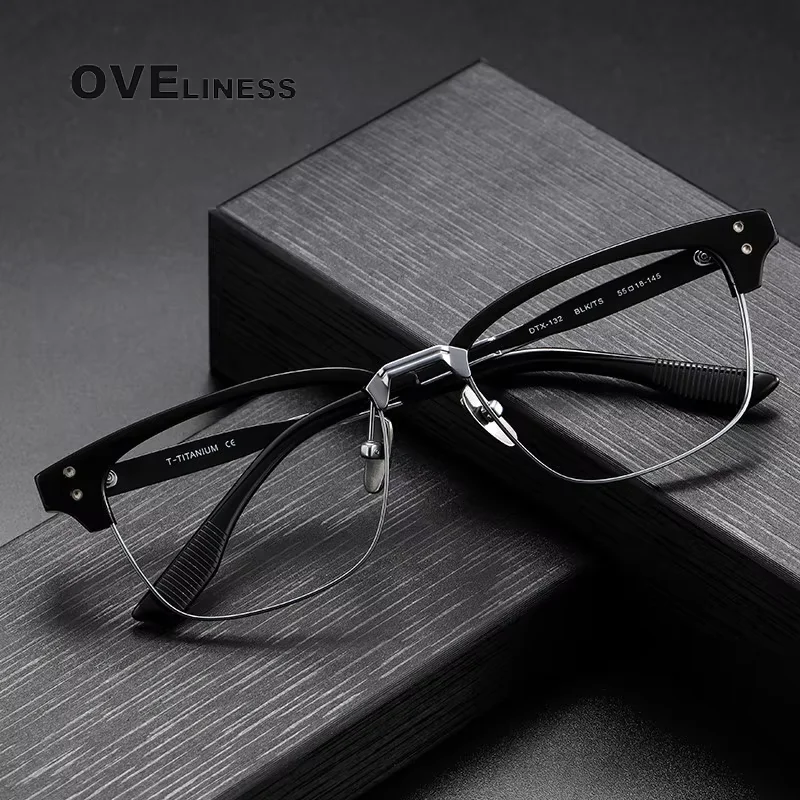 

Pure Titanium Glasses Frame Men Square Eyewear 2025 New Male Classic Full Optical myopia Prescription Eyeglasses Frames women