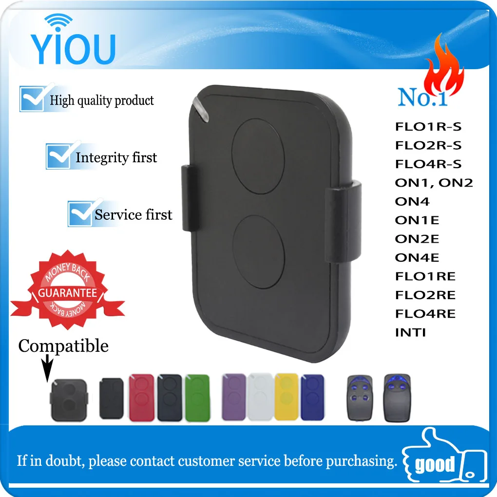 

YIOU ERA FLOR FLO2RS 433.92MHz Rolling FLO4RS ON1 ON2 ON4 INTI1L INTI2L INTI1Y INTI2Y Garage Gate Opener Remote Control