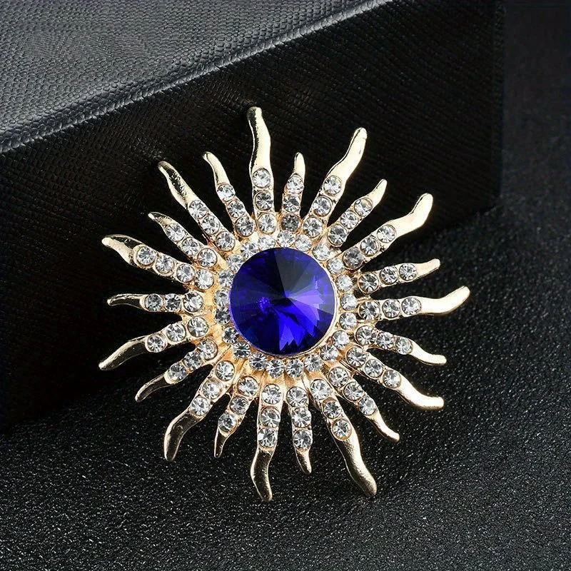 Exquisite Luxus Kristall Sonne Brosche Pin Für Frauen Männer Klassische Glänzende Boutique Dekoration Party Bankett Abzeichen