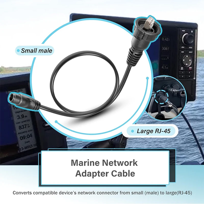 010-12531-01 Marine Network Adapter Cable Small (Male) to Large (RJ-45) Connector, for Panoptix LiveScope System, for Garmin