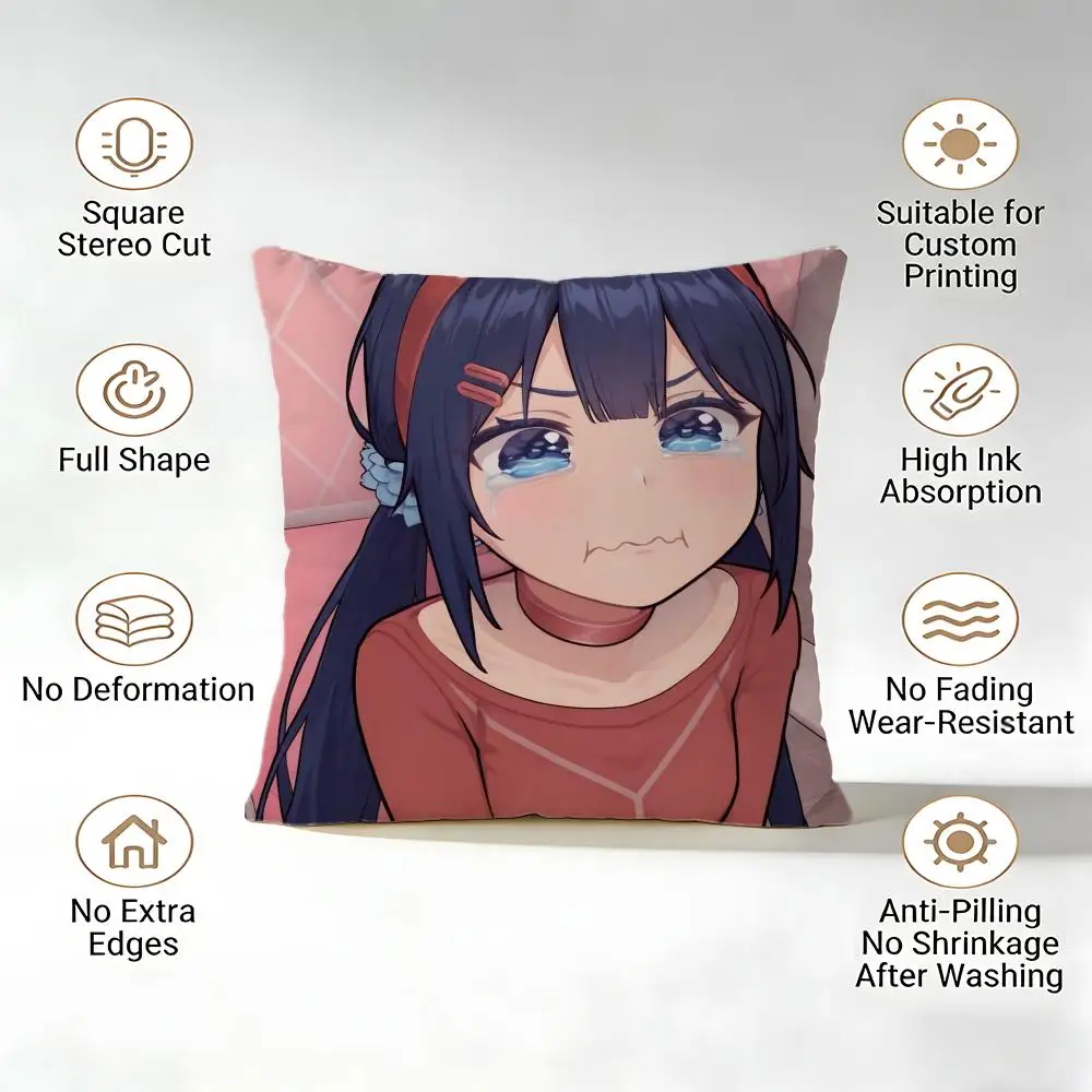 Cushion Cover Short Plush Throw Pillow Soft Washable Sofa Bed Office Cushion Video Game M-MiSide Mita
