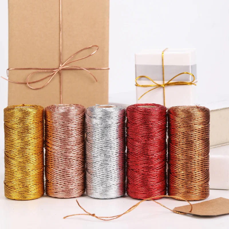 100M Goud Zilver Macrame Cord Rope String Touw Lint Bows Ambachten Diy Gift Wrap Naaien Twisted Draad Thuis Textiel decor 1.5Mm