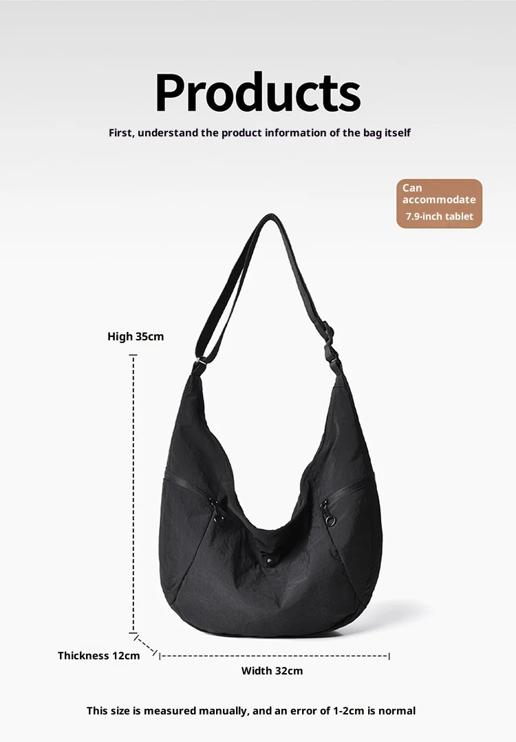 حقيبة كروس رياضية خفيفة الوزن مع حقيبة كتف من نسيج النايلون متعددة الوظائف، سعة كبيرة للرجال والنساء #2