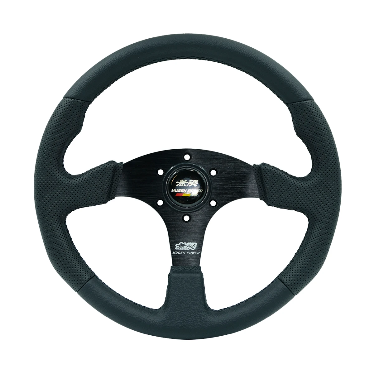 14 Inch 350MM MUGEN Flat Grain Leather Racing Game Steering Wheel for Gaming Simulation And Auto Enthusiasts