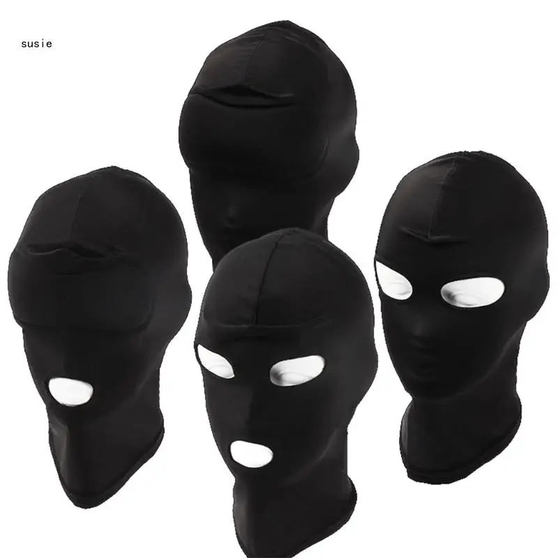 X7YA Adult Open Eye Mouth Headgear Mask Hood Blindfold Full for Head Cover BDSM Sex T