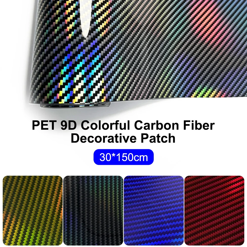 PET9d Car Colorful Laser Rainbow Carbon Fiber Center Controls Interior Sticker Car Rearview Mirror Full Body Color Change Film