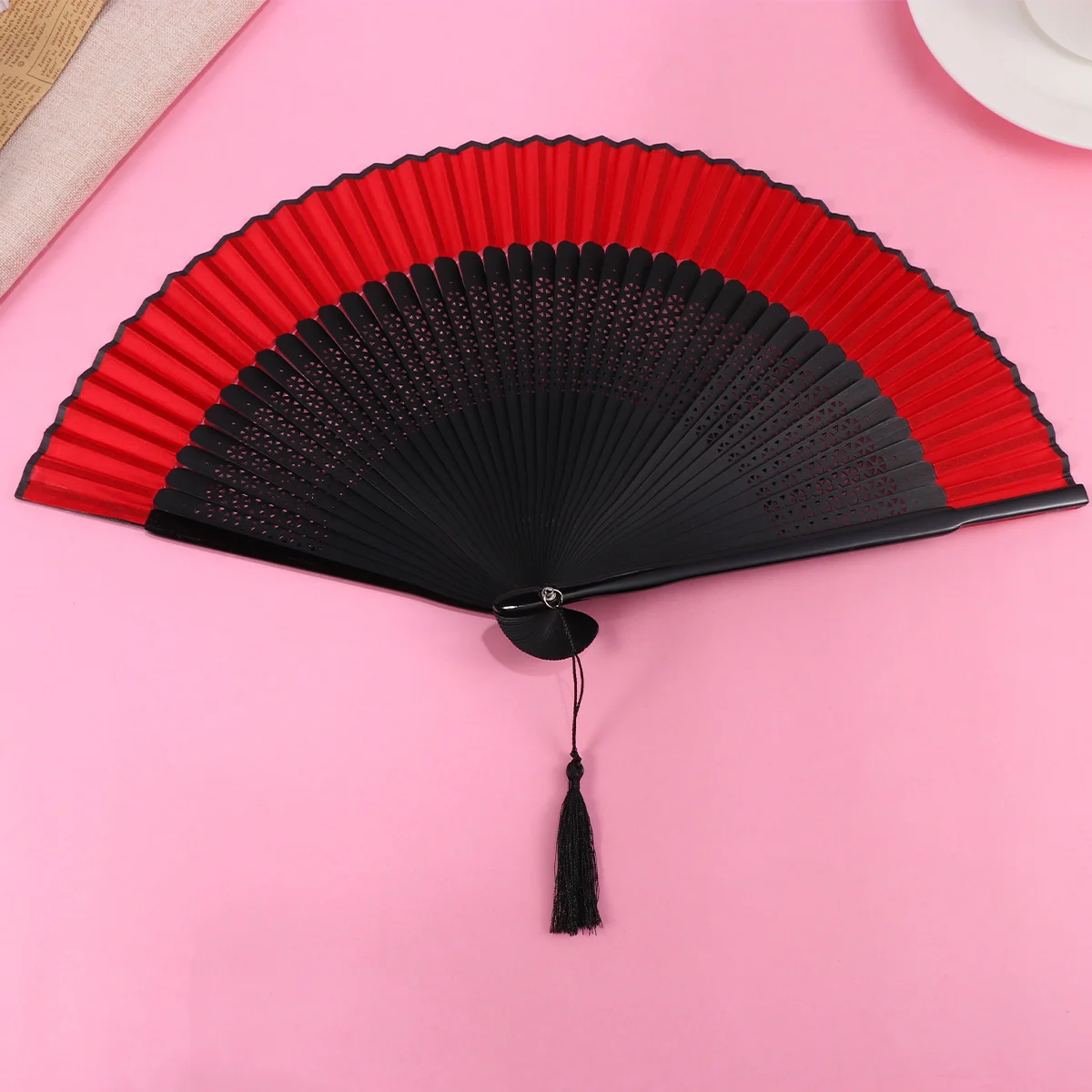 

Vintage Hollow Red Folding Fan for Dancing Parties Weddings Lightweight Handcrafted Fan for Home Decor Gift Folding Fans