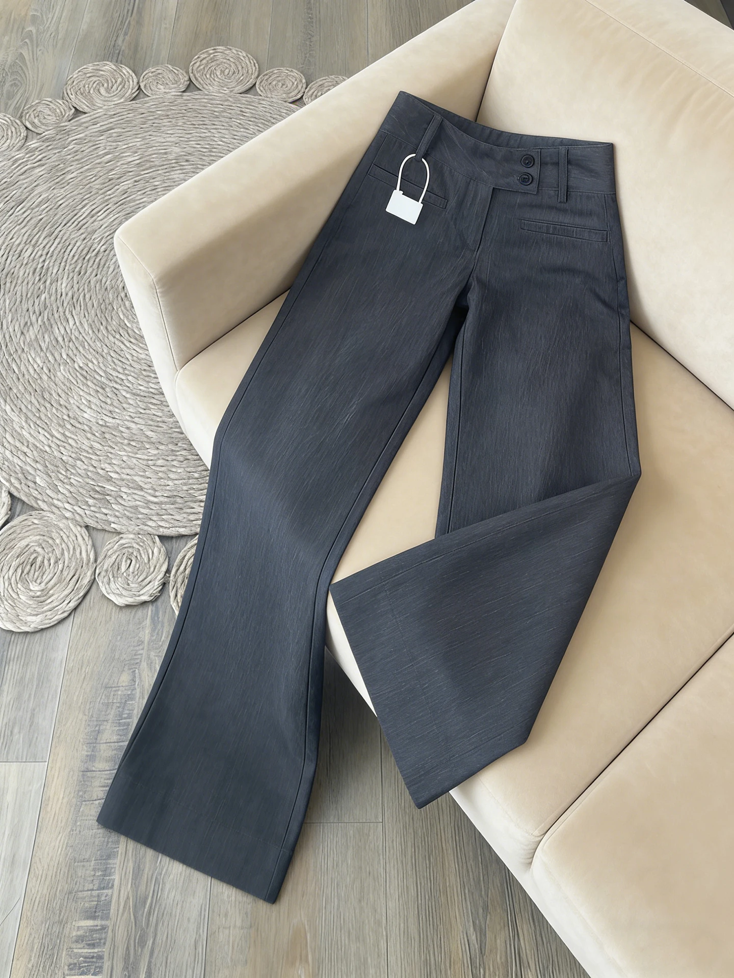 

Американские ретро-брюки с текстурой, широкие, женские, весна-лето, новые, с низкой талией, свободные, расклешенные, в пол, для стройности