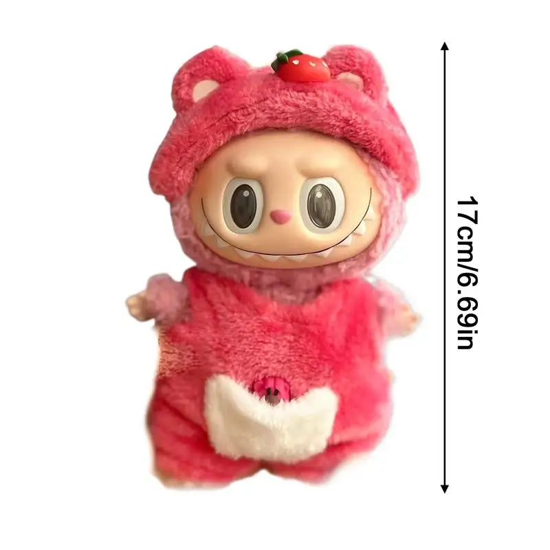 Ropa de muñeca de peluche de fresa, ropa de muñeca suave, accesorios creativos portátiles, suministros elegantes para muñecas