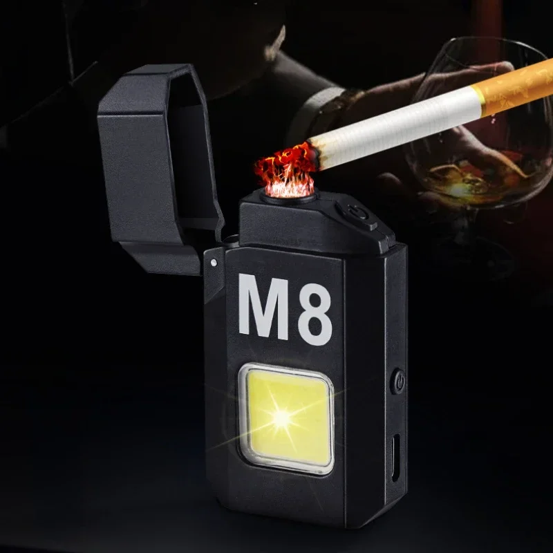 Windproof Tungsten Wire Electronic Lighter With COB Lighting Flameless Type-C Charging Lighter Coil Outdoor Igniter Smoking Tool