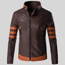 Giacca in pelle con cerniera da uomo autunno 2023 Wolverine cappotto locomotiva in pelle PU Casual giacca Bomber Logan cappotti Slim