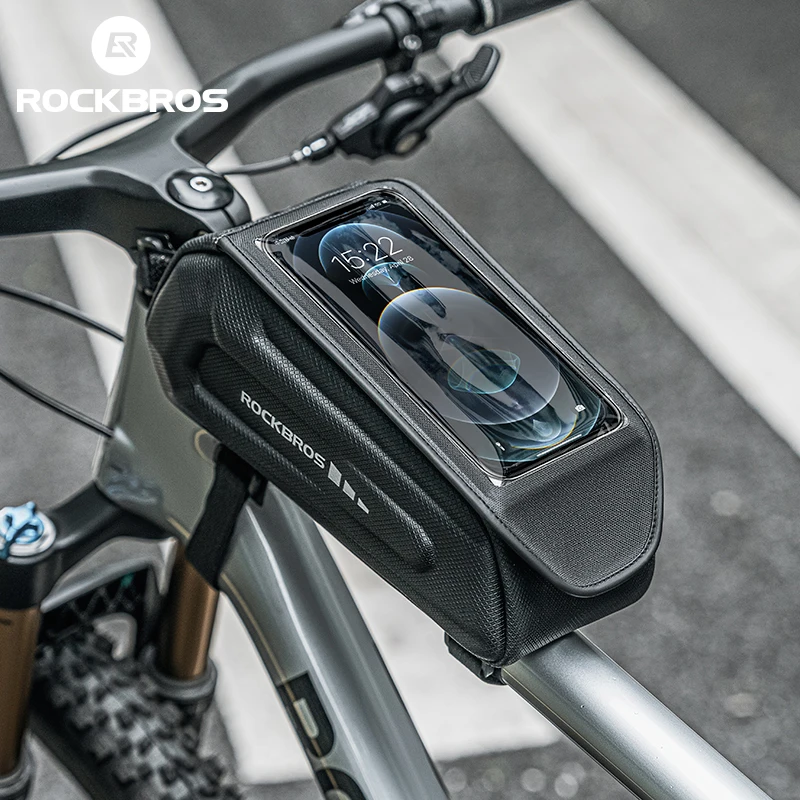 Bolsa para Bicicleta ROCKBROS con Envío Local, Bolsa Impermeable para Teléfono de 1.7L, Bolsa para Ciclismo con Pantalla Táctil en el Marco Delantero, Funda Protectora Rígida, Accesorios para Bicicleta