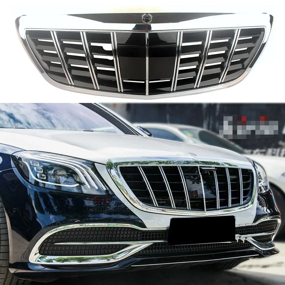 Front Bumper Racing Grill Billet Grille Cover For Mercedes-Benz W222 S-Class 2014-2019