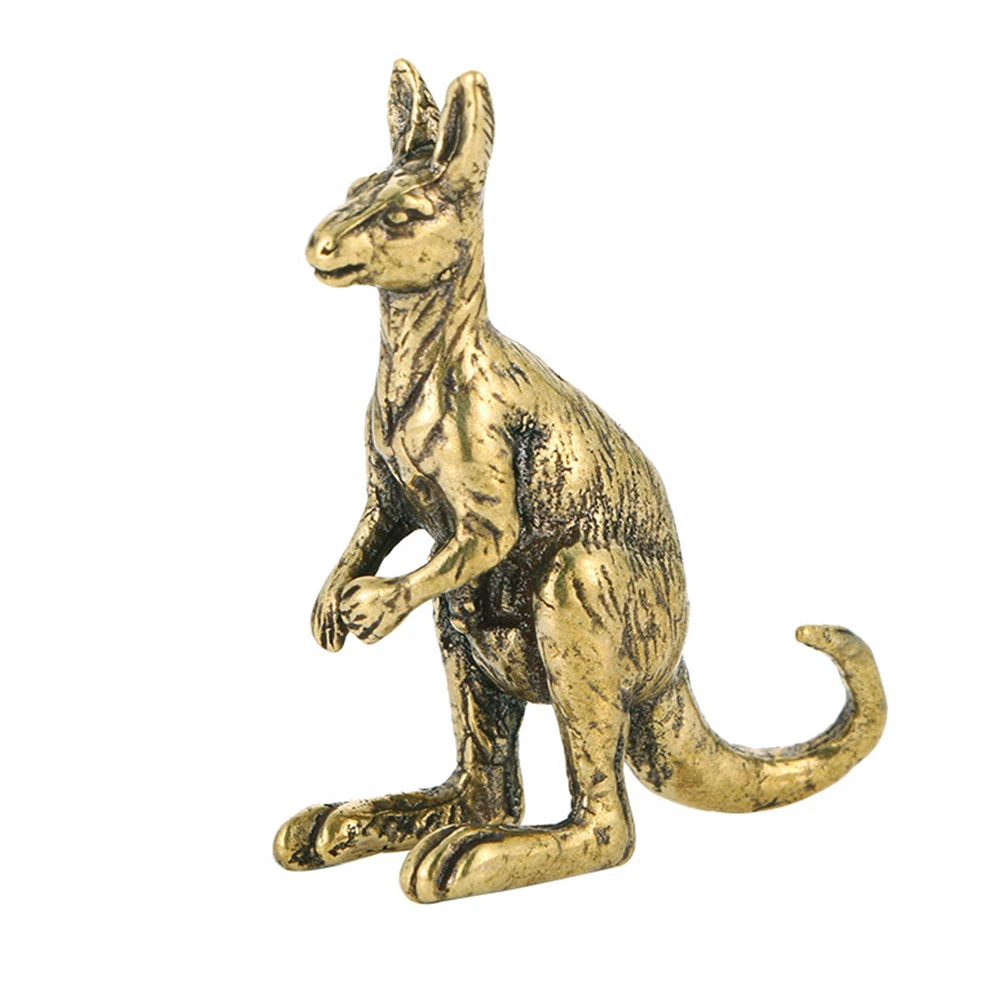 Retro Vintage Brass Kangaroo Desktop Decor Creative Animal Statue Office Home Ornament Indoor Small Mini Figurine Stable