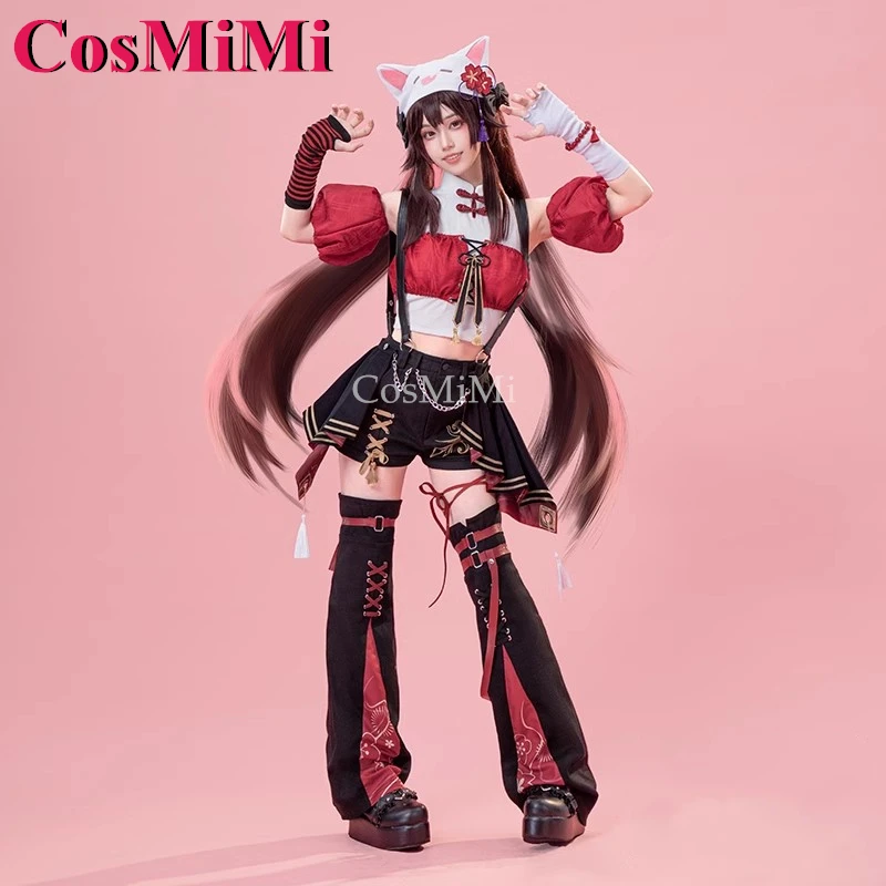 CosMiMi Hu Tao Cosplay gra Genshin Impact kostium produkt pochodny fajny piękny kombinezon codzienny strój rekreacyjny modna odzież