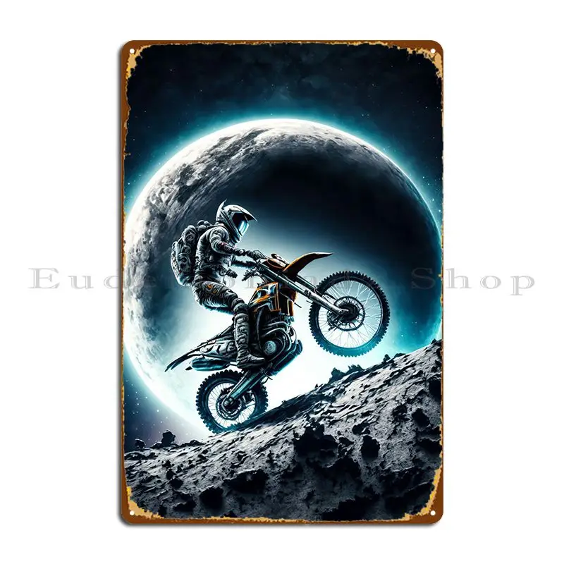 Astronaut Riding Motorbike Metal Sign Party Club Poster Printed Cave Tin Sign Poster