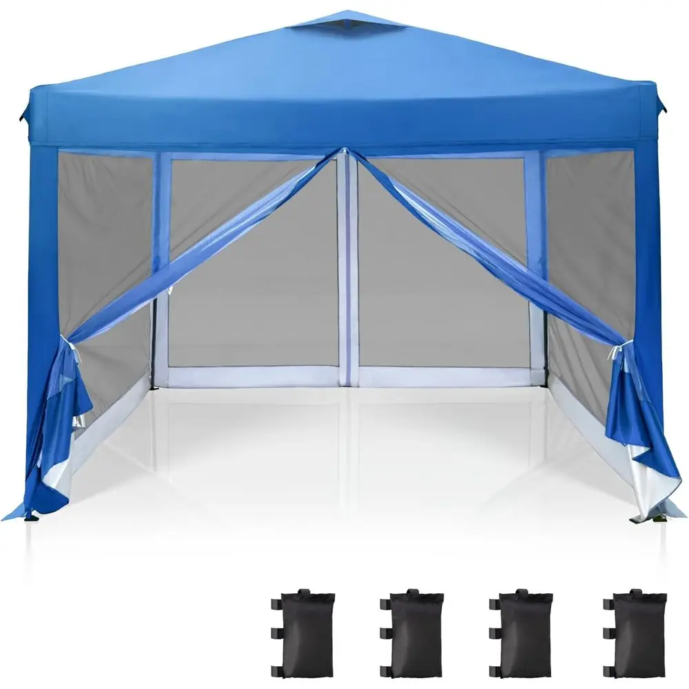 

Садовая палатка 10x10 с регулируемой высотой, синяя, с сеткой и сумкой для переноски