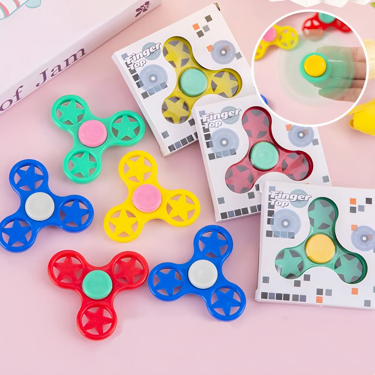 5個入り カラフルな紙箱 フィジェットトイ - ストレス解消 パーティーゲーム フィンガースピナー - 楽しい回転トップ遊び 子供と大人向け