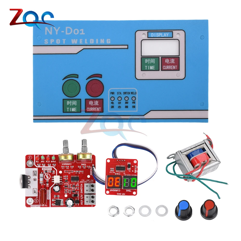 40A Spot Welding Machine Control Board DIY NY-D01 Welder Panel Adjustable Time Current Digital Display Spot Welder Module