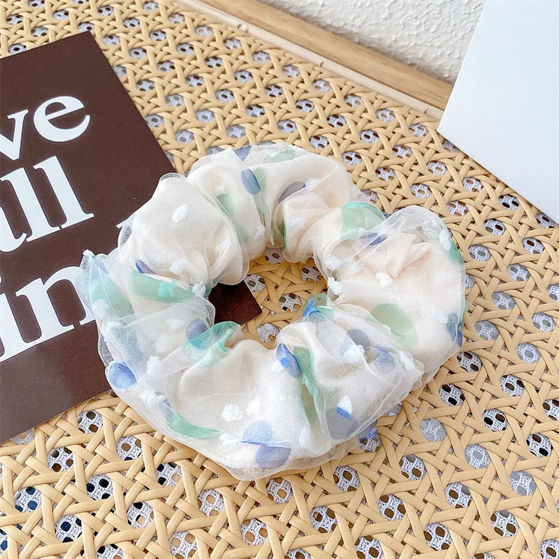 Frischer Stil, florale Plissee-Haarbänder, hohe Elastizität, modische Haargummis, geeignet für Pferdeschwanz, vielseitige Haar-Accessoires – Detail 8