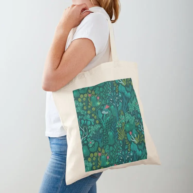 

Emerald forest keepers. Fairy woodland creatures. Tree, plants and mushrooms Tote Bag