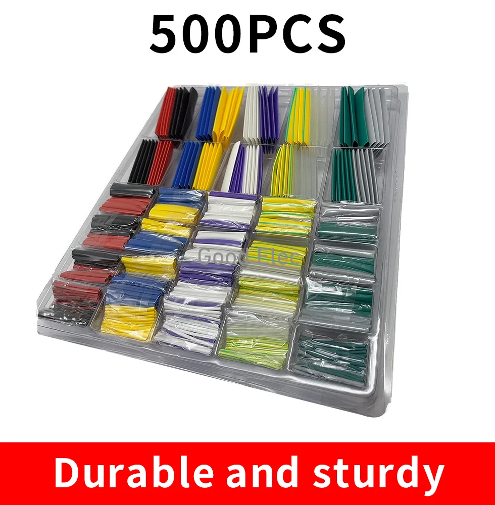 500pcsHeat-shrink Tubing Thermoresistant Tube Heat Shrink Wrapping Kit Electrical Connection Wire Cable Insulation Sleeved Prote