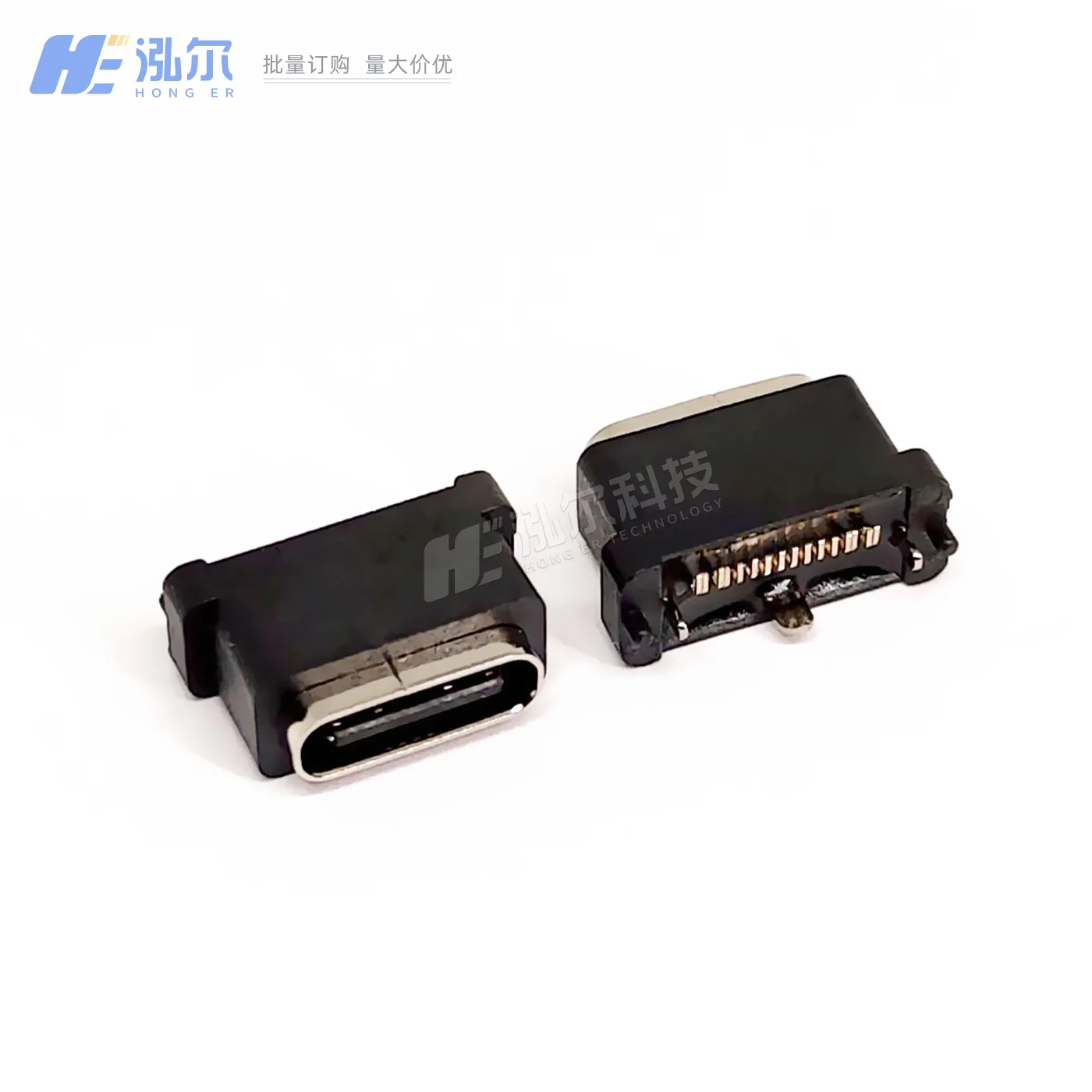 For TYPE-C waterproof female seat 16PIN vertical sticker length 7.85 diving IPX8 vertical 180° patch SMT female head C port