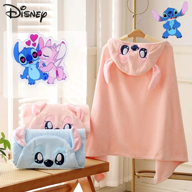 

Cute Disney Stitch Angel Men's and Women's New Creative Cartoon Pattern Embroidery Fashionable Soft Skin-Friendly Cape Bathrobe