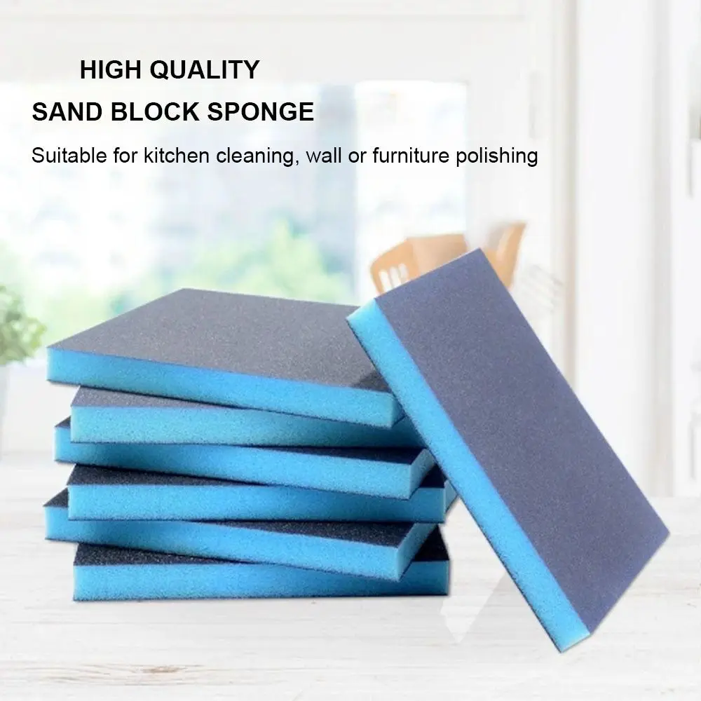 

6pcs Wet Dry Sanding Sponge Woodworking Double Side Sponge Sandpaper Dark Blue Coarse Medium Fine Grit Abrasive Tool