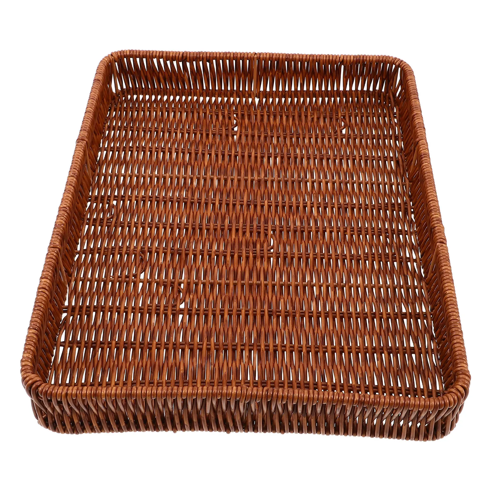 

Handwoven Fruit and Vegetable Basket Flat Bread Storage Bin Multipurpose Snack Display Tray Countertop Kitchen Farmers Market