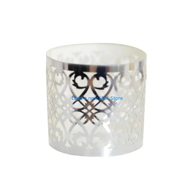 

Y55E 50 Pcs Hollow Pattern Napkin Ring Table Decoration for Wedding Birthday Banquet