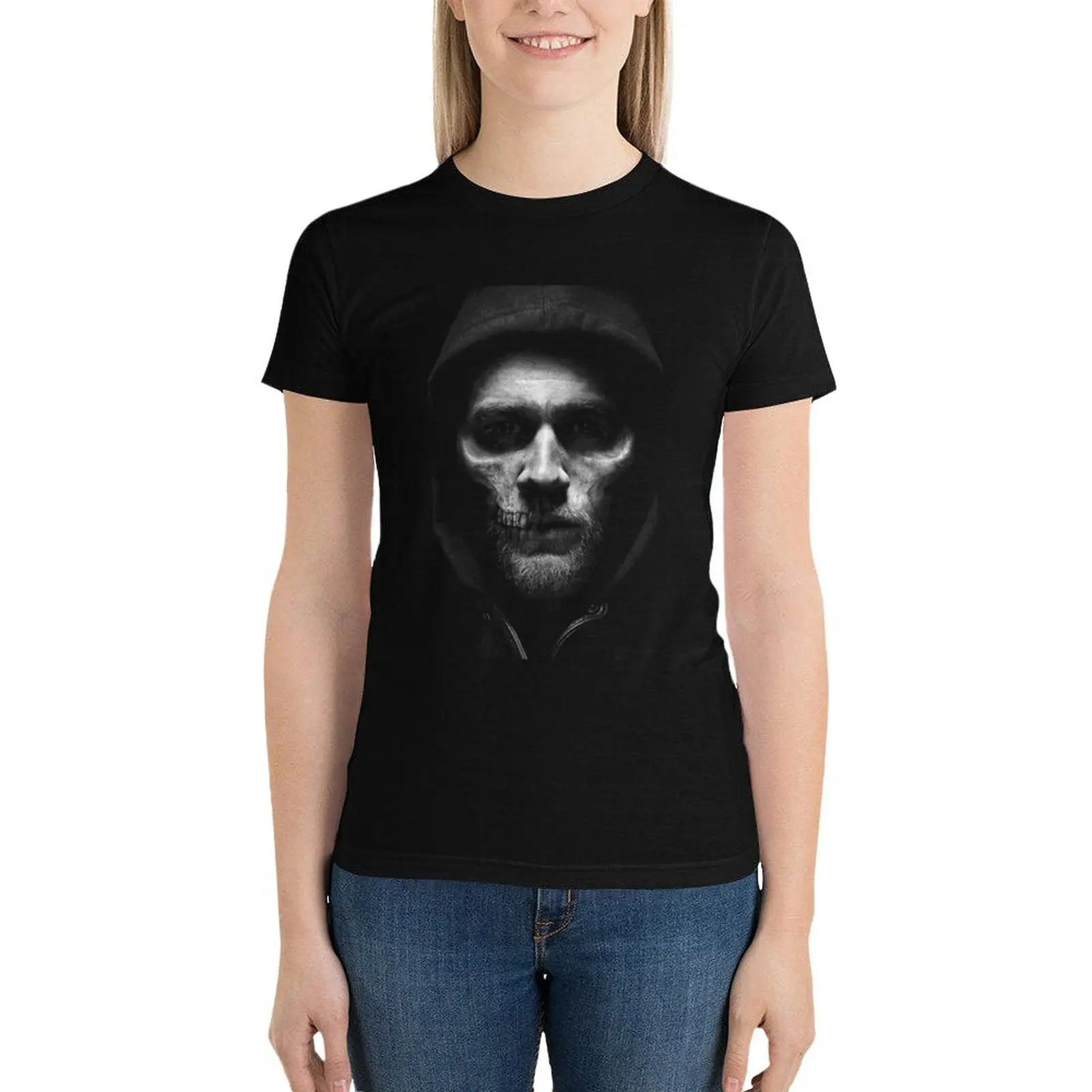 Jax Skull Face T-Shirt funny cute tops Women tops