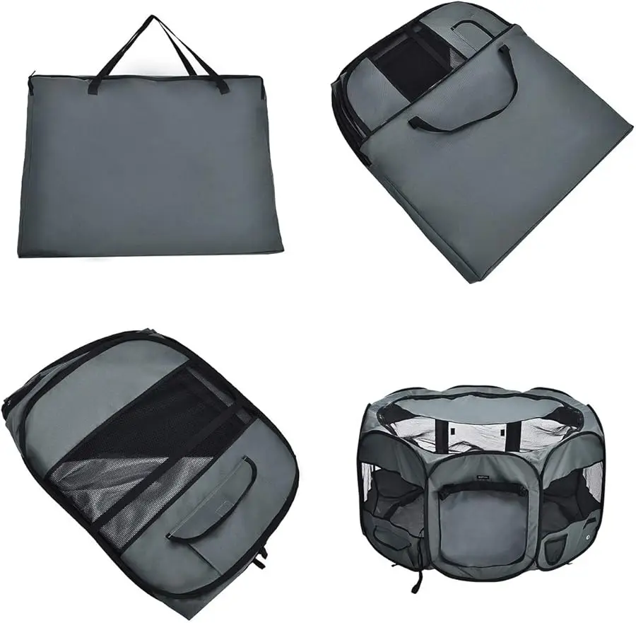 

Portable Soft Pet Dog Octagonal Tra el Playpen, Large (45 x 45 x 24 inches), Grey