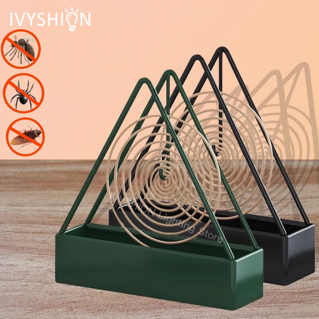 

Anti-Scald Mosquito Coil Holder With Tray Creative Wrought Iron Triangular Shape Mosquito Repellent Incense Rack Home Decor Tool