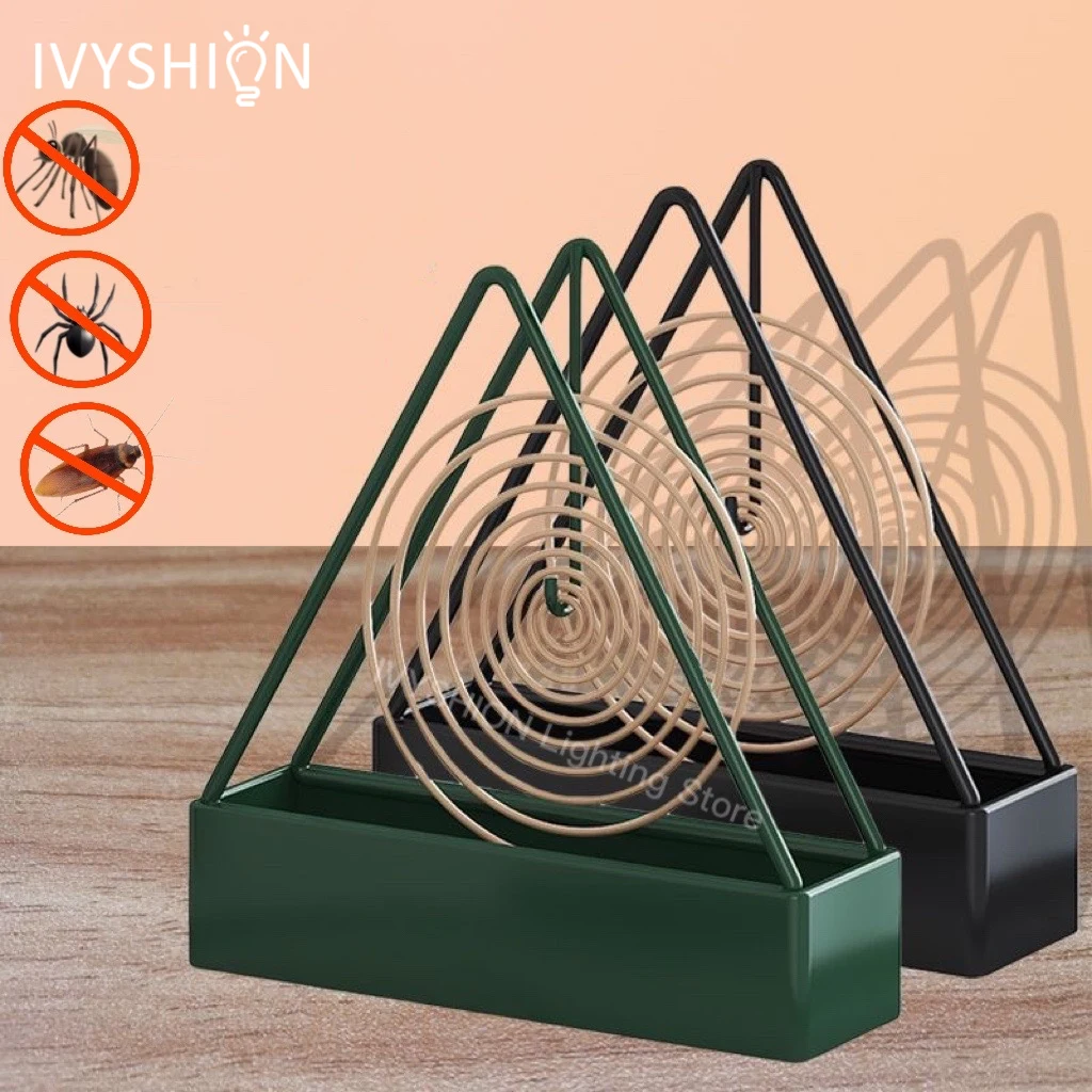 Anti-Scald Mosquito Coil Holder With Tray Creative Wrought Iron Triangular Shape Mosquito Repellent Incense Rack Home Decor Tool