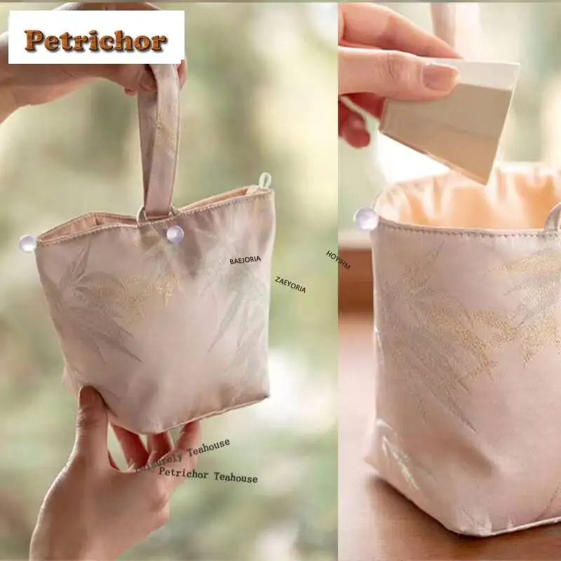 Brocade Embroidery Tea Cozies Elegant Tea Cozy For Teapot Portable Bag Travel Tea Set Bag Tea Ceremony Supplies Ornaments Craft