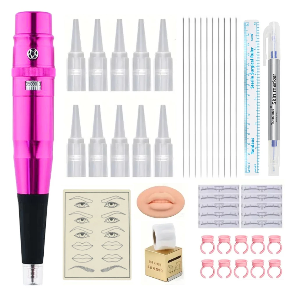 

Tattoo Kit Eyebrow Tattoo Machine, Permanent Eyeliner And Lip Tattoo Machine Set, with 10 1R Needles Tattoo Supplies