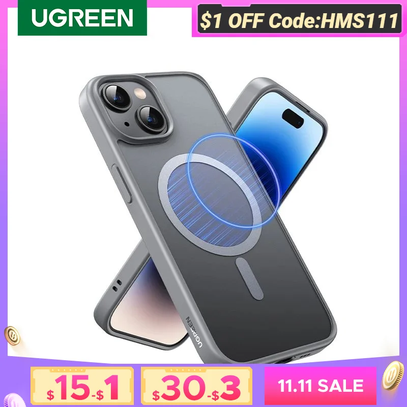 UGREEN Matte Magnetic Case for iPhone 15 Pro Max Cases Shockproof Cover for iPhone 16  Pro Plus 15pro for Magsafe Macsafe Case