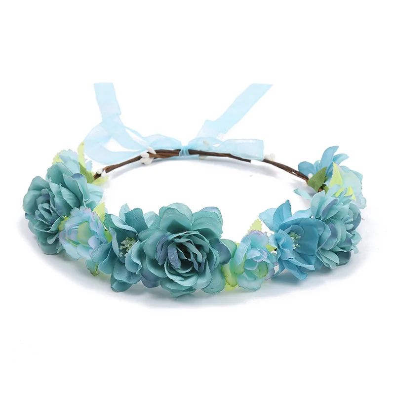 Women Hair Flower Crown Head Garland Wedding Hair Wreath Dried Flowers Corolla Garlands Floral Headband Headdress Hair Tiaras