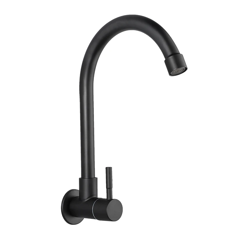

For Bathroom Cold Water Faucet Black Wall Faucet Home Improvement Functional Kitchen Tapware Soft Bubble Stream