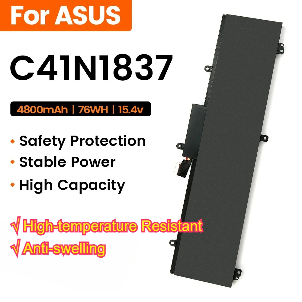 Batería para Portátil C41N1837 para ASUS ROG Zephyrus M15 GU502GU GU502GV GU502LW GA502DU S15 GX502GW, Batería de 76 Wh